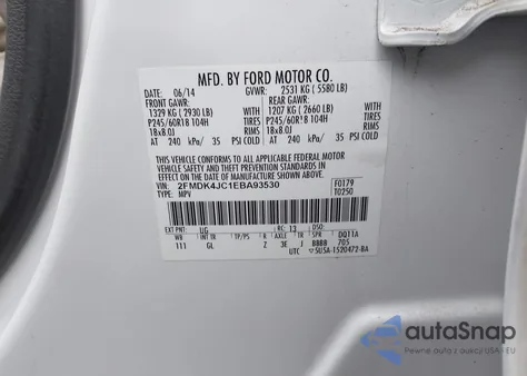 2014 Ford Edge Sel from USA, damaged, VIN 2FMDK4JC1EBA93530